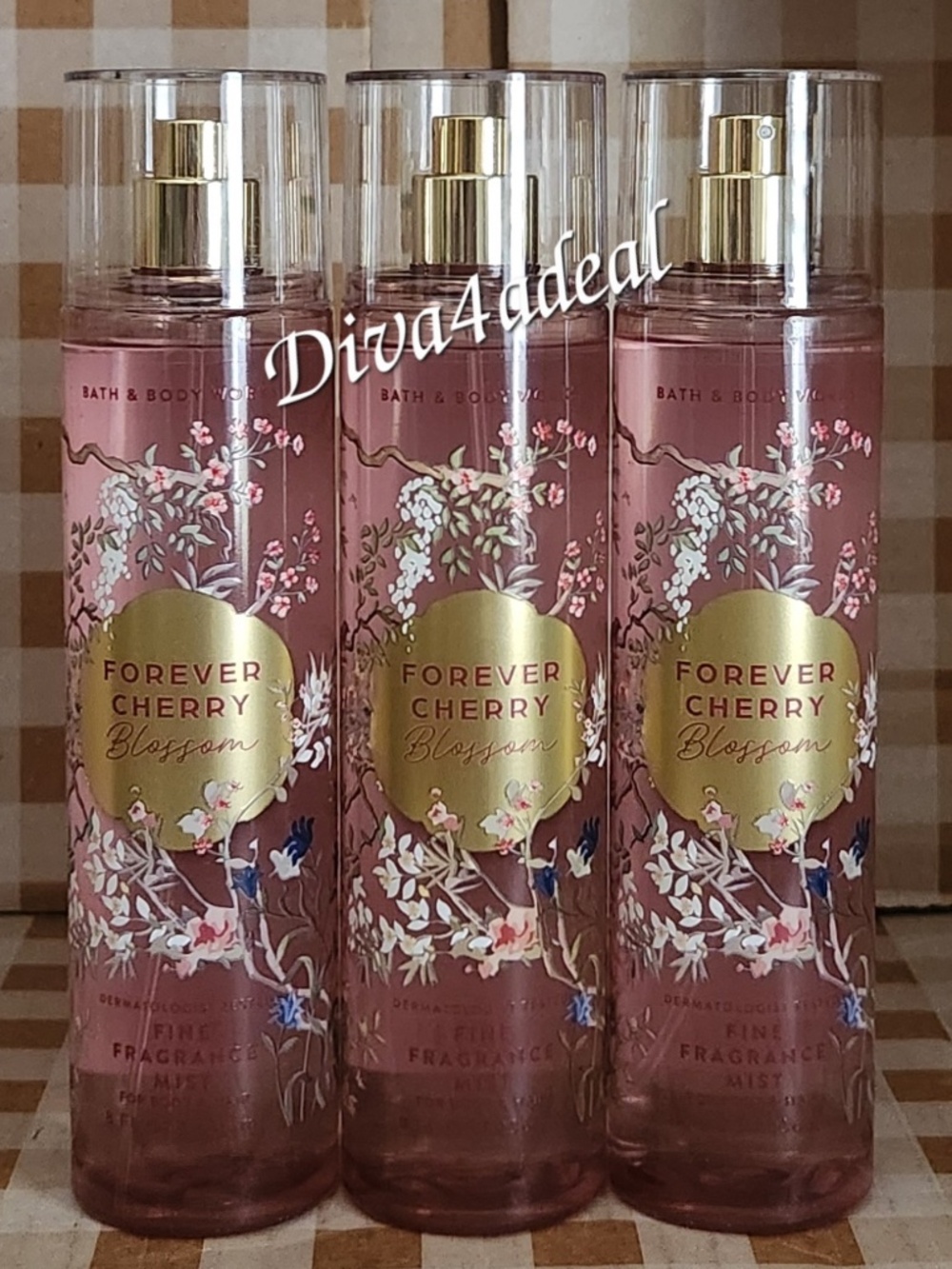 3X Bath & Body Works FOREVER CHERRY BLOSSOM 8 FL OZ Mist Spray Bundle